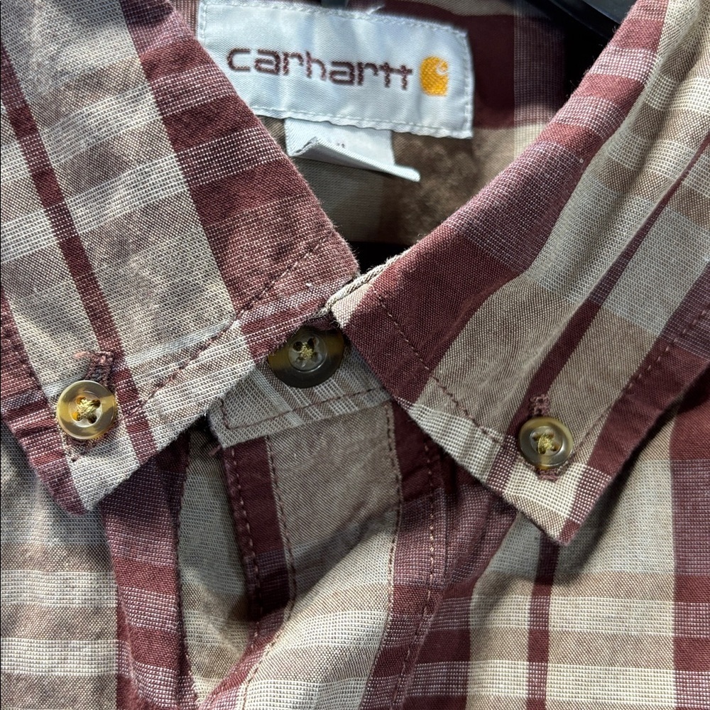 Carhartt relaxed fit  full button down Plaid long sleeve Shirt  double pocket XL - Picture 10 of 10